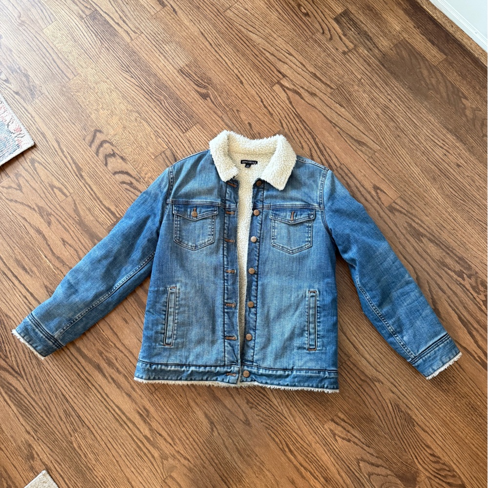 J. Crew Blue Jean Jacket with Cream Sherpa Lining